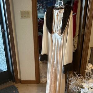 Luxurious Cream and Brown Women's Robe by Jacalyn Bennett